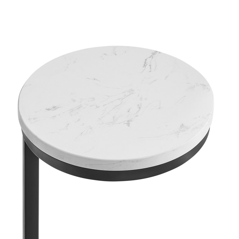 Table d'appoint ronde en métal avec plateau en marbre Cerro