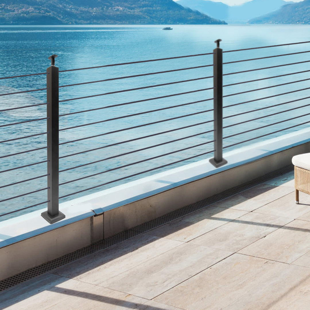 36'' H x 2'' W Black Metal Porch And Stair Railings YXSUN