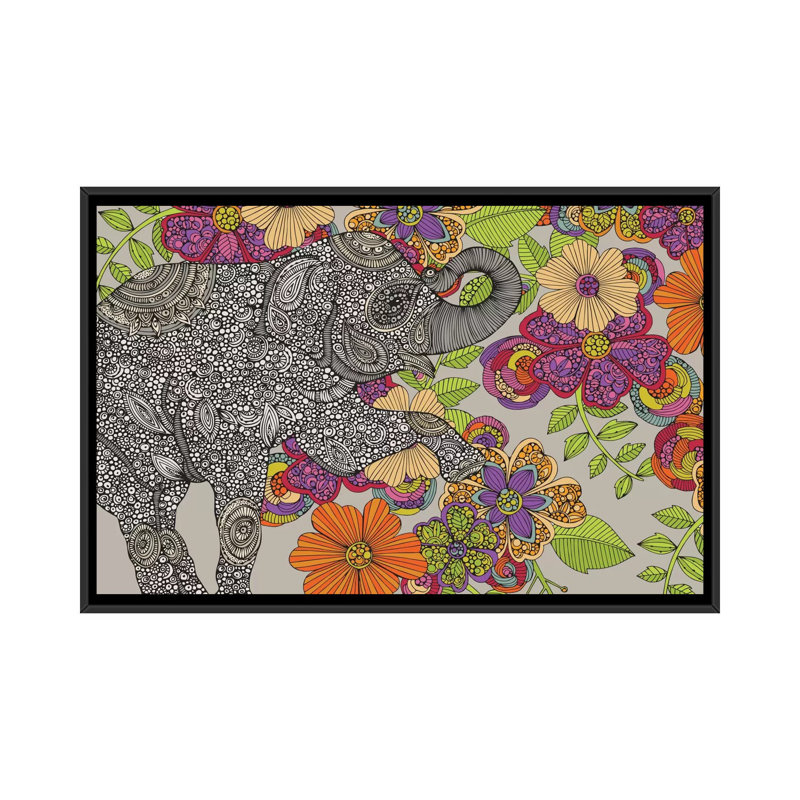 « éléphant puzzle », impression sur toile tendue, H 18 po x l 26 po x P 1,5 po, Cadre noir