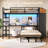L-Shaped Bunk Bed Twin Over Twin with Desk, Hall Tree & Charging Station, Metal Bunk Beds with 5 Storage Drawers, LED Lights, Guardrail & Stairs, Twin Bunk Bed for Kids & Teens, No Box Spring Needed-643917708