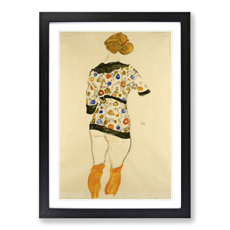 Nude Female Vol.2 by Egon Schiele - Picture Frame Painting, 36cm H x 27cm W x 2cm D, Black Framed