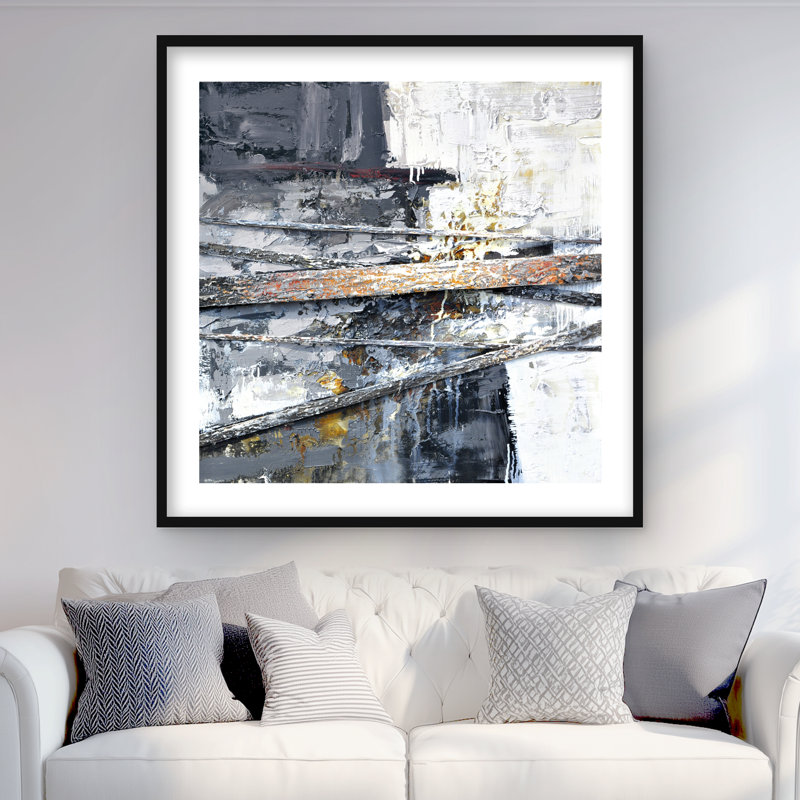 Peinture texturée à rayures éclaboussantes | Imprimé abstrait pour chambre à coucher, H 36 po x l 36 po
