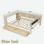 Lit plateforme avec tablettes de rangement, tiroirs, station de charge, bureau et tête de lit tapissier-2060803985-2060803986