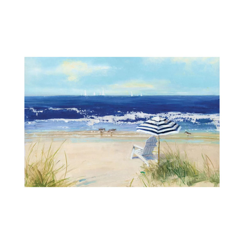 «Beach Life II» par Sally Swatland - reproduction d'art, Pas de tapis, Toile tendue, H 32 po x l 48 po x 1,5 po