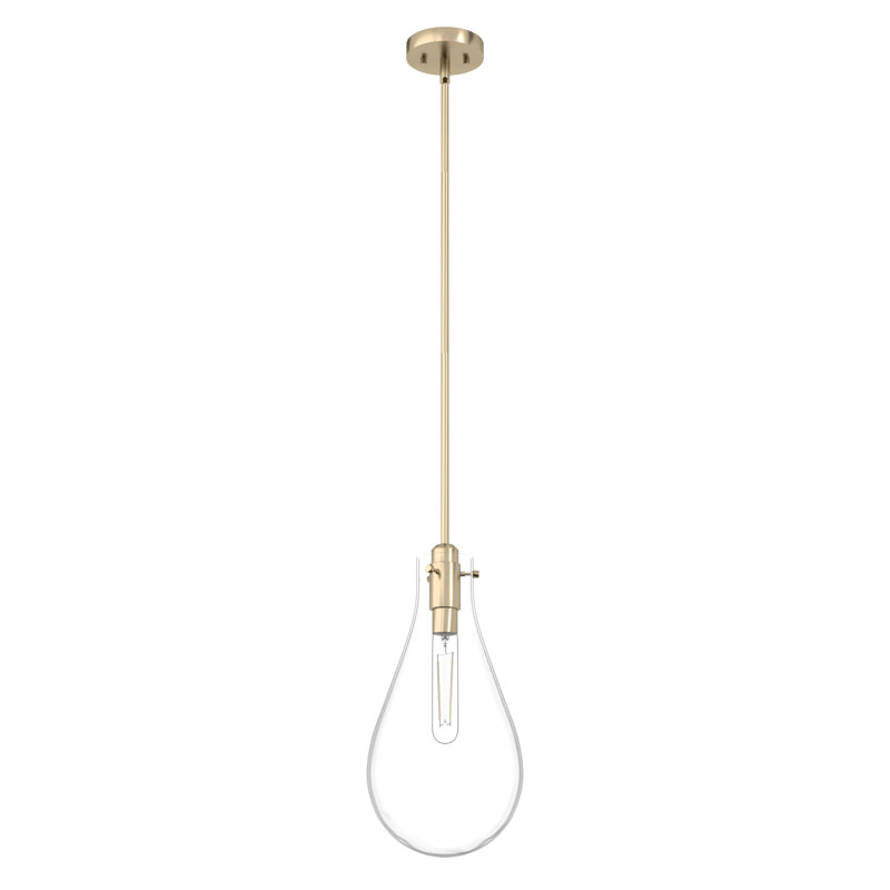 Lundin Palm Gold Mini Tear Drop Pendant Light with Clear Glass