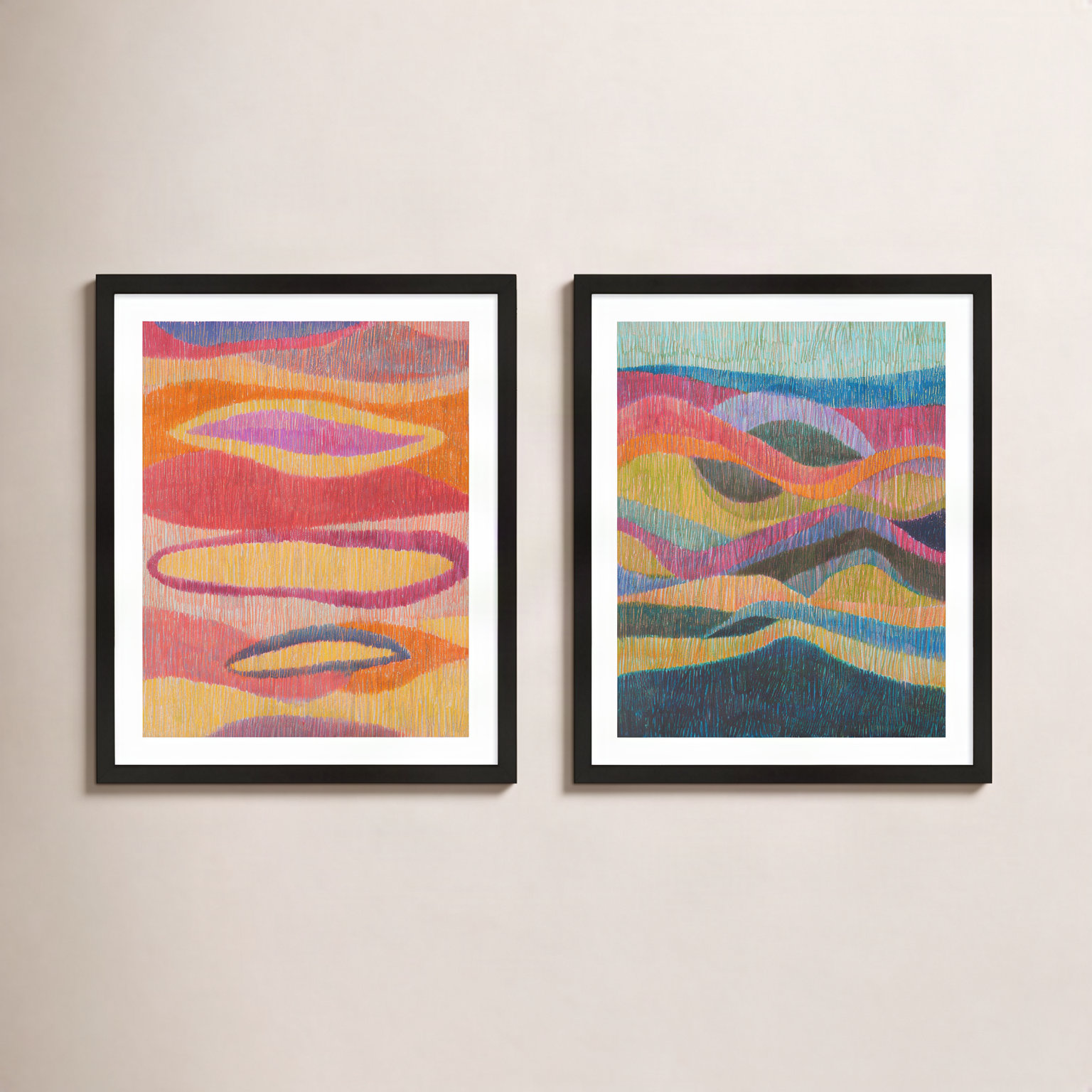 Merengue and Tango 2-Piece Painting Set, Black Framed, 25" H x 20" W x 1.25" D