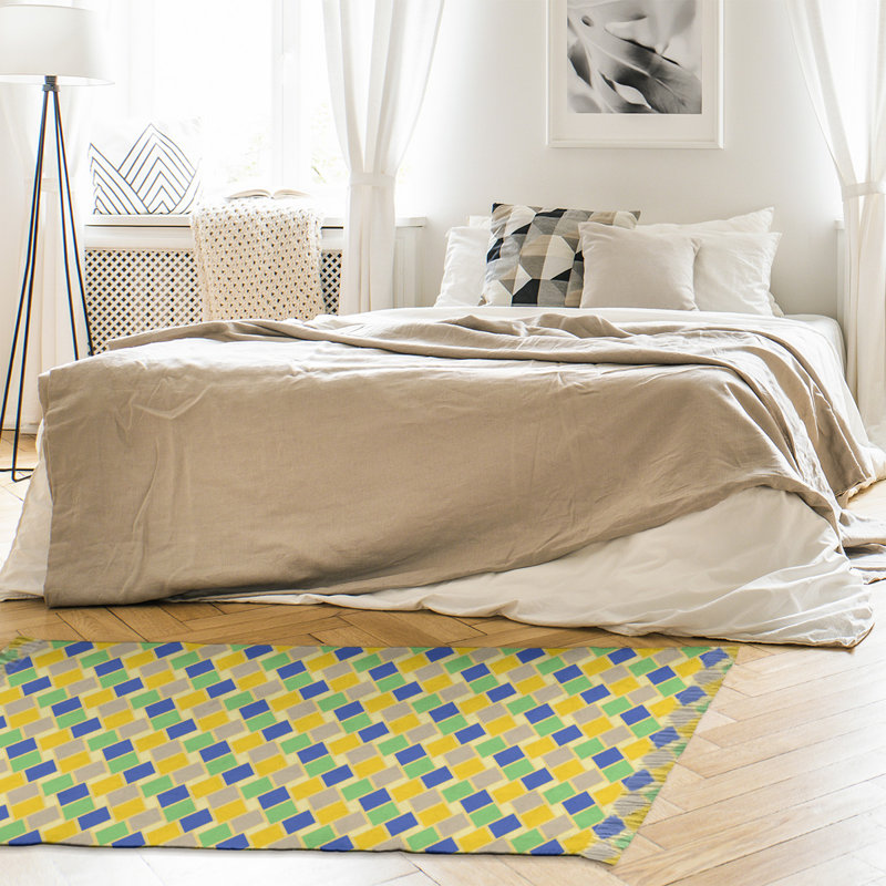 Tapis bleu/jaune/mauve diamants rétro Mcguigan, Non