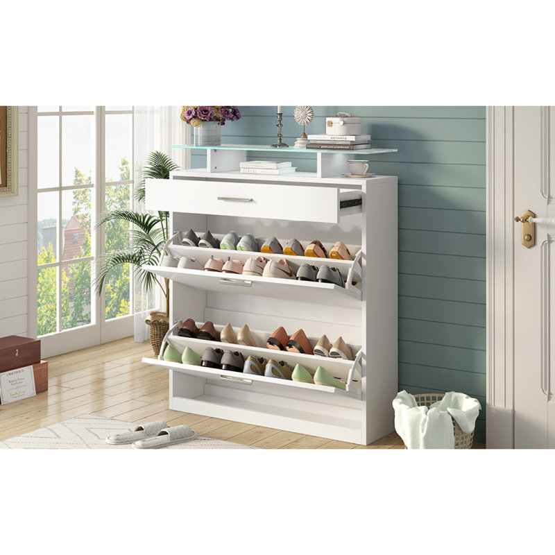 ALL-VV-F3O35-URE-89AAK 16 Pair Shoe Rack, White