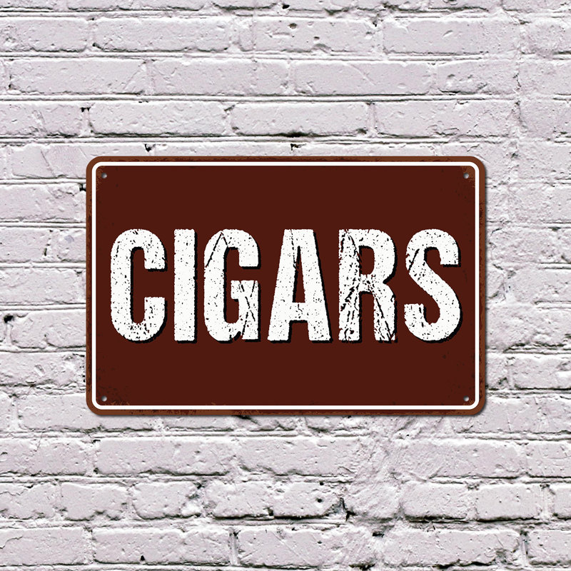 Enseigne de fantaisie en aluminium 7 po x 10 po Cigars, H 7 po x l 10 po x P 0,1 po