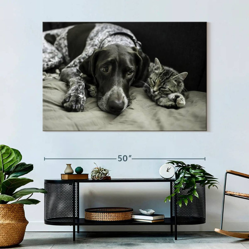 Dog And Cat Friends, 34" H x 51" W