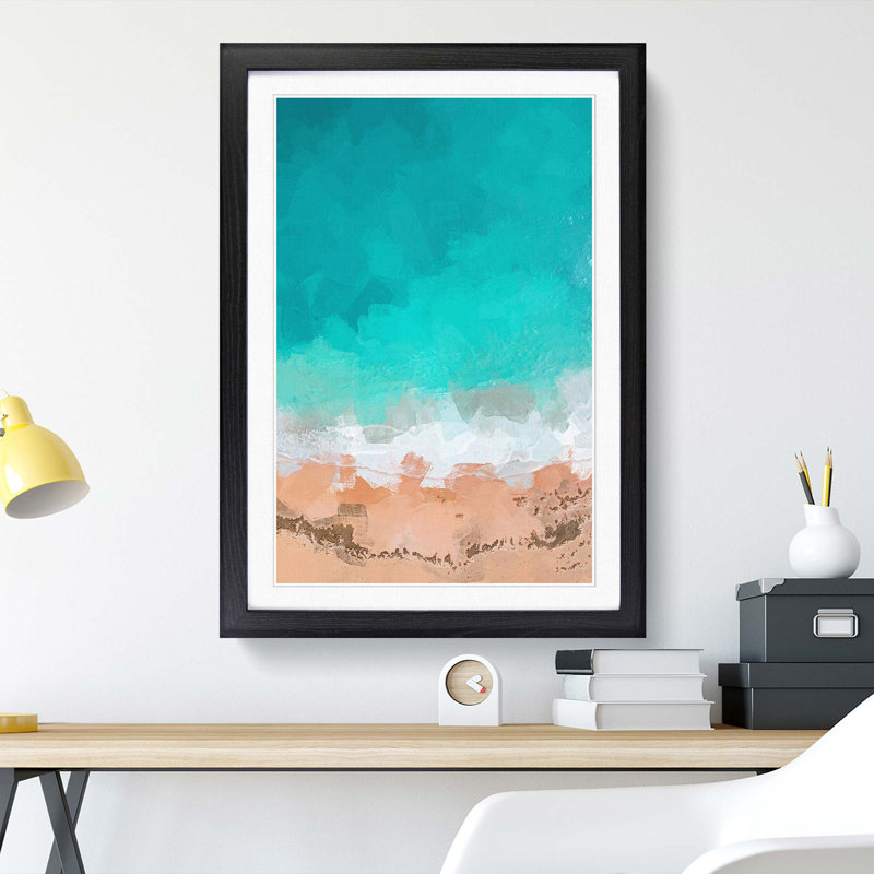 Sydney Australia Beach in Abstract - Framed Print, 36cm H x 27cm W x 2cm D, Black Framed