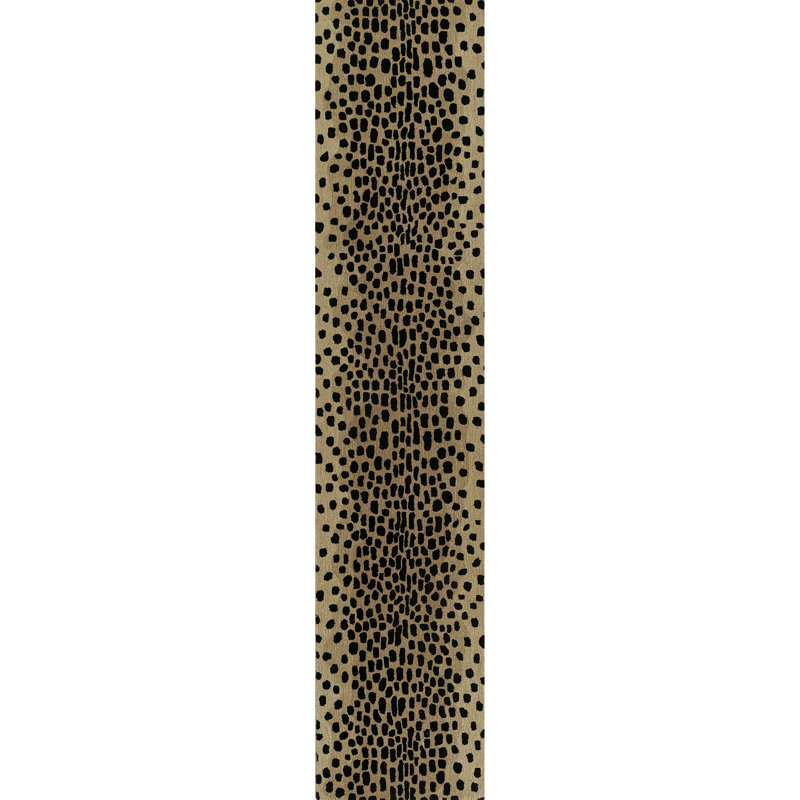 Hand-Tufted Wool Runner Rug in Beige and Black
