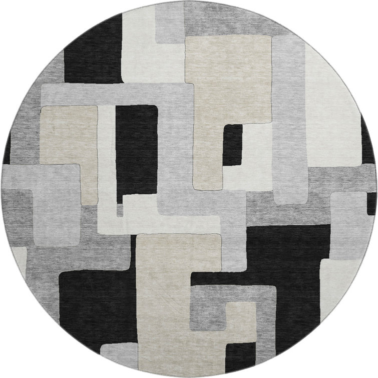 Premium Machine Washable Prisco Black Rug