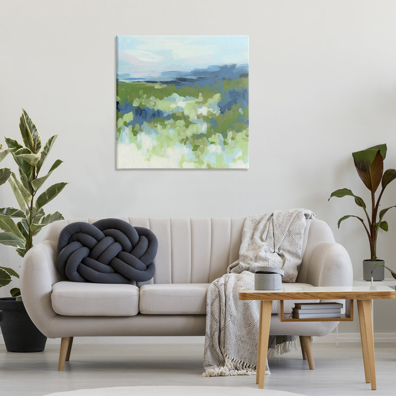 Art mural vert et bleu sur toile par June Erica Vess, H 30 po x l 30 po