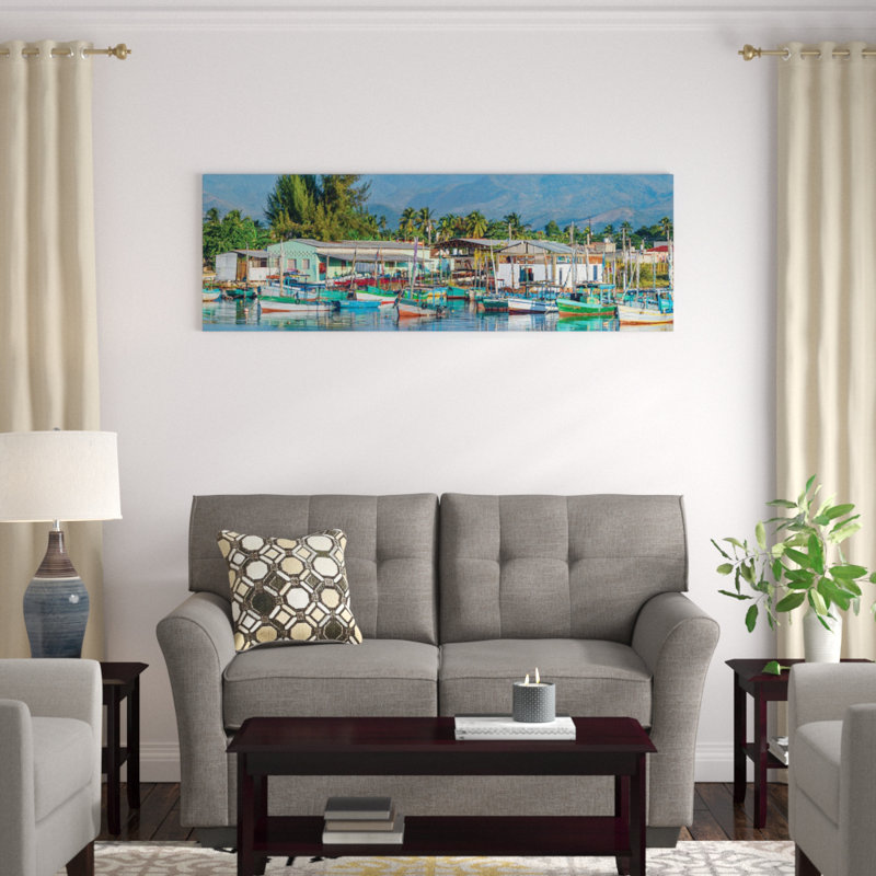 «Bateaux amarrés dans le port, Trinidad, Cuba I», reproduction de photo sur toile, H 16 po x l 48 po x P 1,5 po, Toile tendue