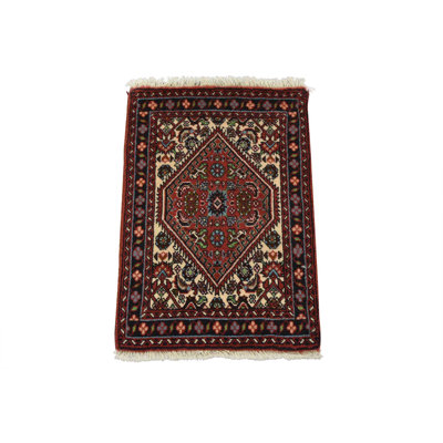 Fine Bidjar Rug 1’4” x 1’11” Ivory Wool Vintage Hand-Knotted Carpet
