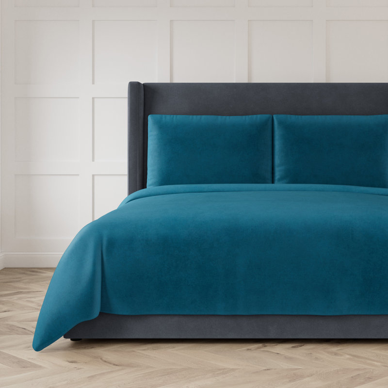 Modern Velvet Coverlet, King Coverlet, Azure
