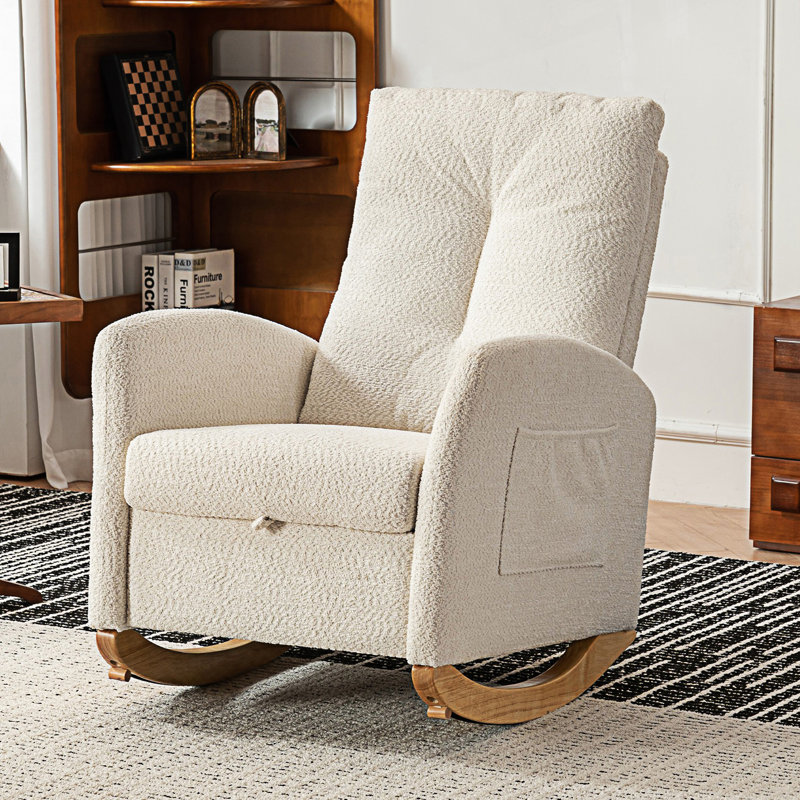 Chaise berçante d'appoint avec dossier haut, Beige