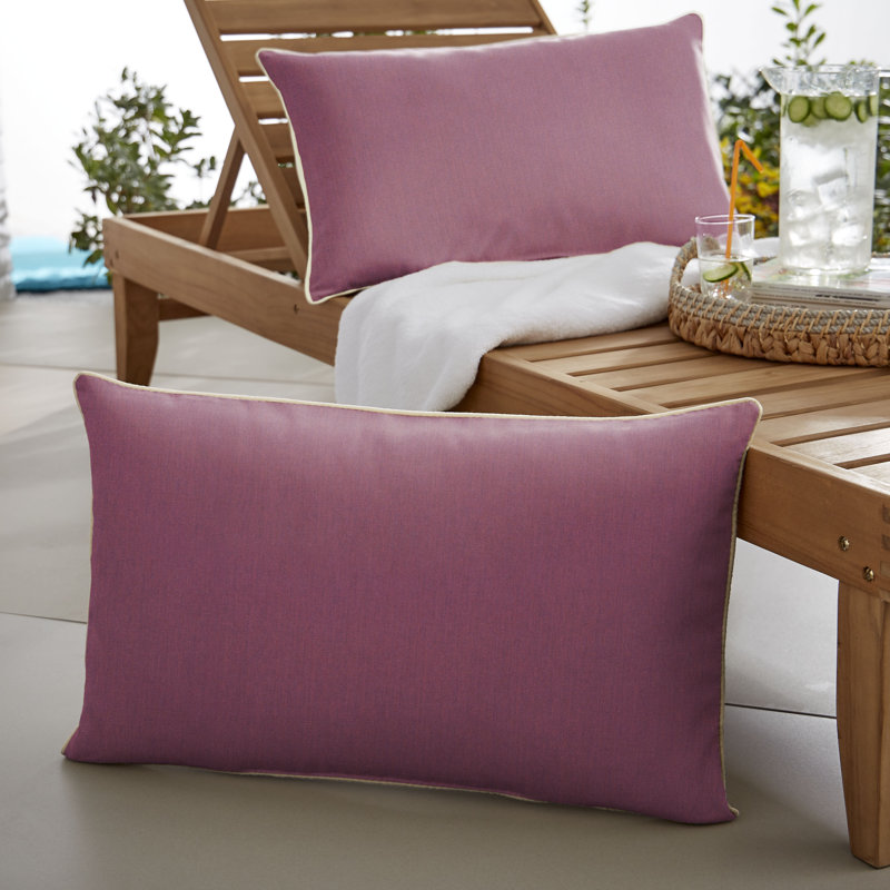 Outdoor Reversible Throw Pillow, 12" x 24", Charcoal/Jockey Red