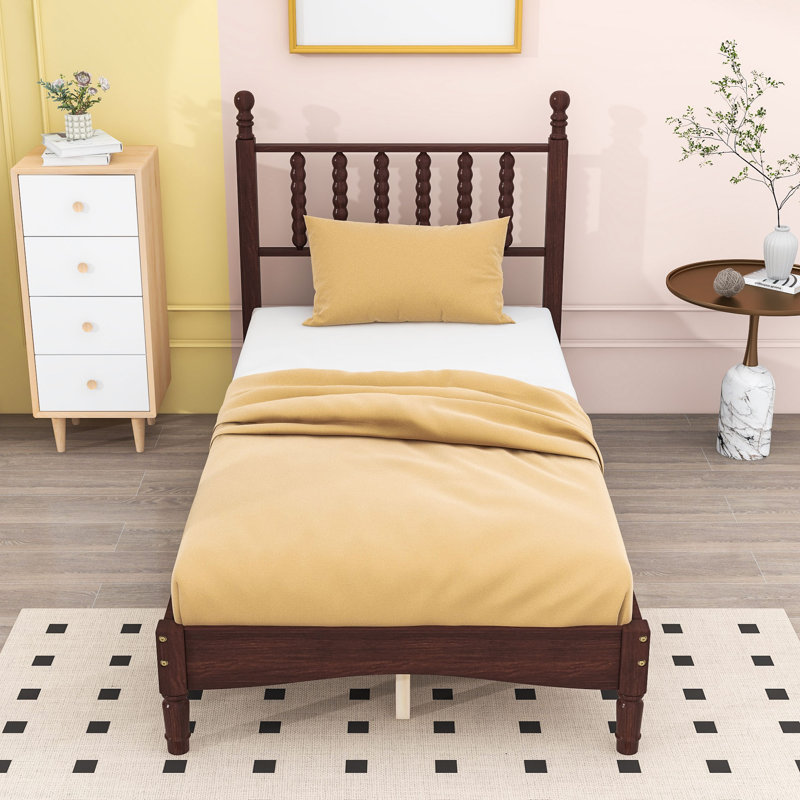 Lit plateforme en bois avec tête de lit, Noyer