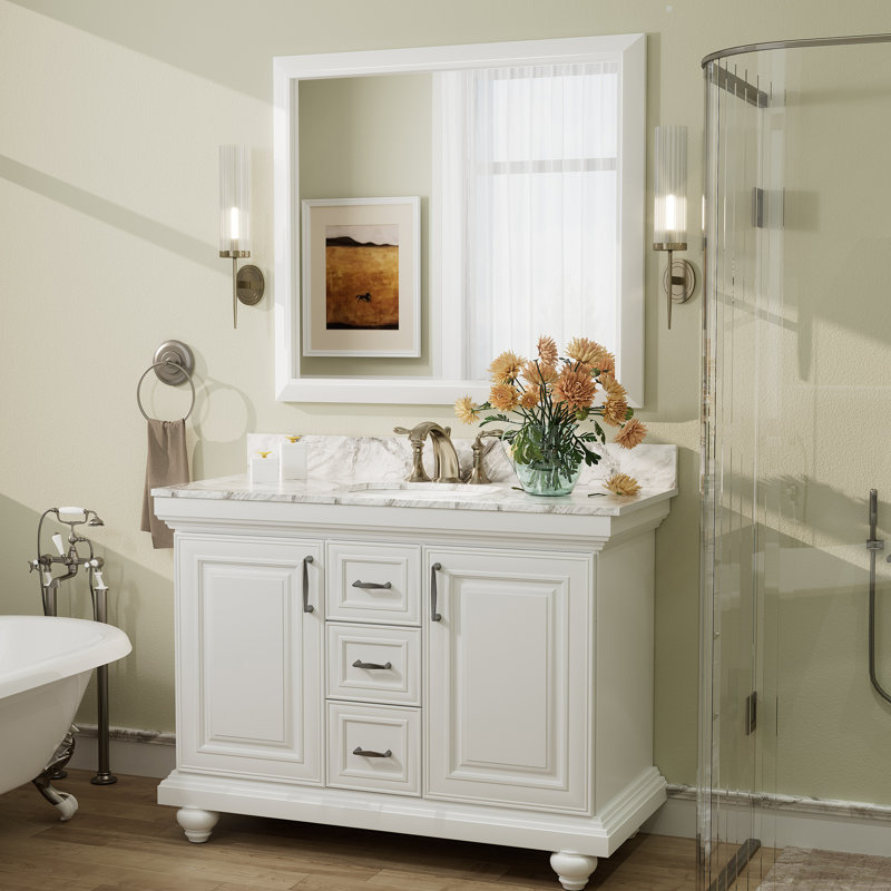 Miroir mural Amara, Blanc mat, 40 po x 36 po