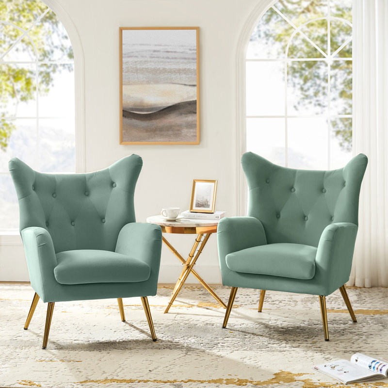 Fauteuil à oreilles 29,25 po Avianna, Velours sauge