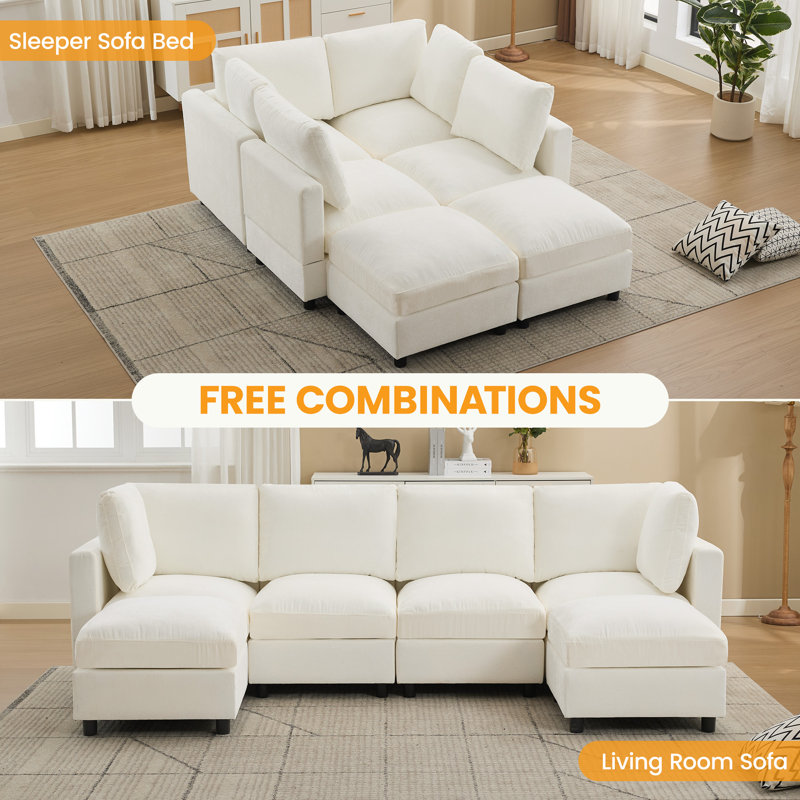 Ebern Designs 6 - Piece Upholstered Sectional, U-Shape Modular Couch ...