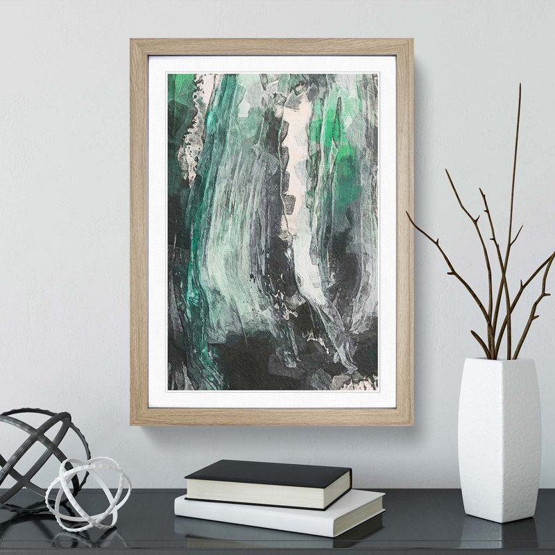 Abstract Art Painting Vol.1 - Framed Print, 65cm H x 48cm W x 2cm D, Oak Framed