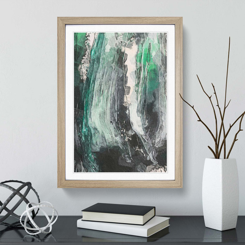 Abstract Art Painting Vol.1 - Picture Frame Painting Print, 65cm H x 48cm W x 2cm D, Oak Framed