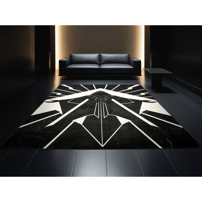 Tapis art déco gris foncé lavable à la machine Alan Sorcerer