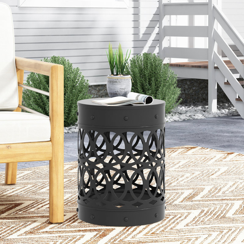 Table de bout, petite table d'appoint pour l'extérieur, 1, Noir
