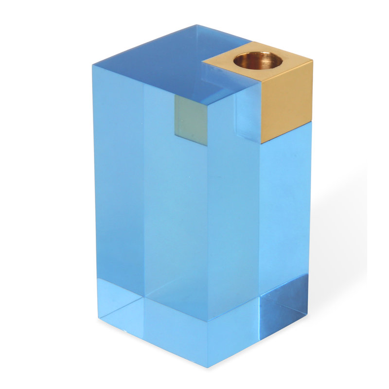 Monte Carlo Candle Holder, 5.5" H x 3" W x 3" D, Blue