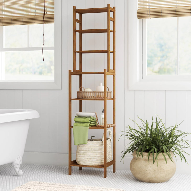 Solana Solid Wood Bathroom Shelves, Natural
