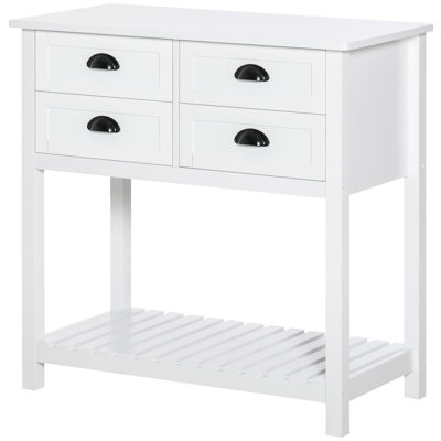 Coffee Bar Cabinet, Sideboard Buffet Cabinet, Kitchen Cabinet with 4 Drawers and Slatted Bottom Shelf for Kitchen, Living Room, White by Winston Porter