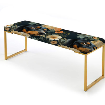 Alzie - Animal Print Upholstered Gold Bench