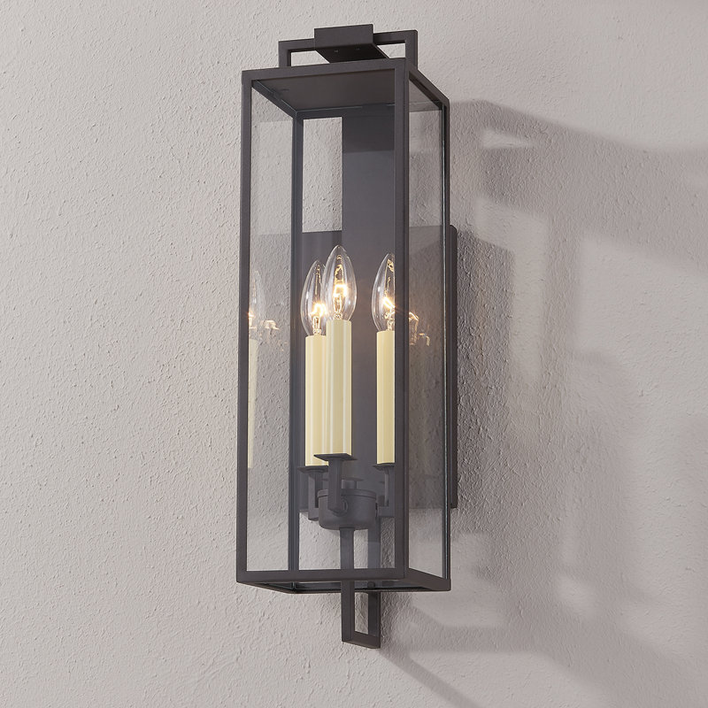 Beckham Textured Bronze 3-Light Wall Sconce with Clear Glass Shade