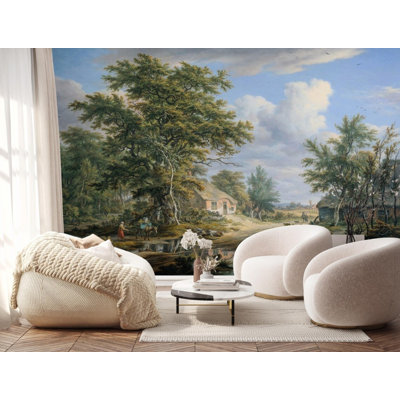 Dutch Countryside Cottage Farmyard Wall Mural for Home Decor