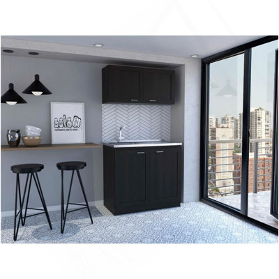Armoire, ensemble de deux pièces, noir