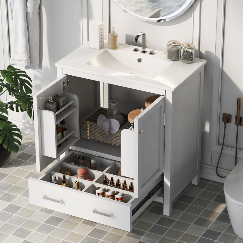 Armoire de salle de bain autoportante Omani, Blanc