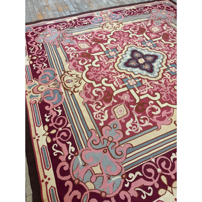 Tapis 5 x 10 po x 5 pi 10 po à motif de médaillon européen antique des années 1840