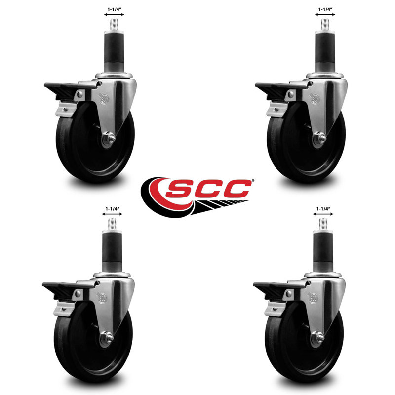 Ensemble de roulettes extensibles pivotantes de 1-1 / 4 po Phenolique avec frein SCC
