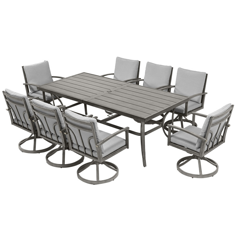 Freada 8 - Person Patio Dining Set with Rectangular Table , Cushions Included