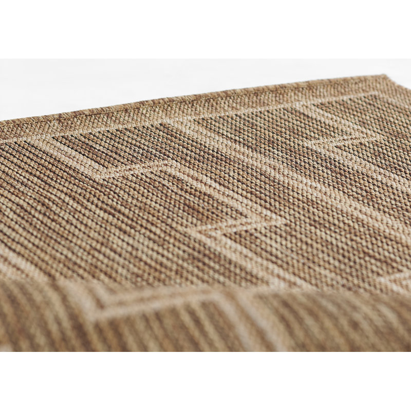 Tapis intérieur / extérieur brun / beige Ava, Rectangle 6 pi 6 po x 9 pi