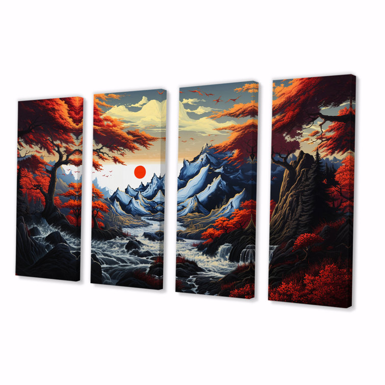 Millwood Pines Charming Asian Sceneries On Canvas 4 Pieces Print | Wayfair