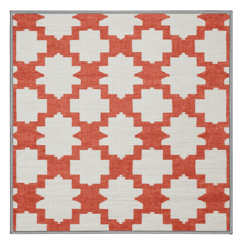 Machine Washable Trellis Gray Area Rug, Carré 8 pi