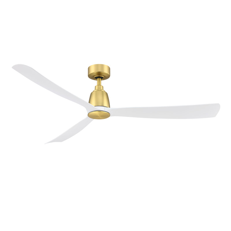 Kute 60 inch Indoor/Outdoor Ceiling Fan - Brushed Satin Brass with Matte White blades, Satin Brass, White