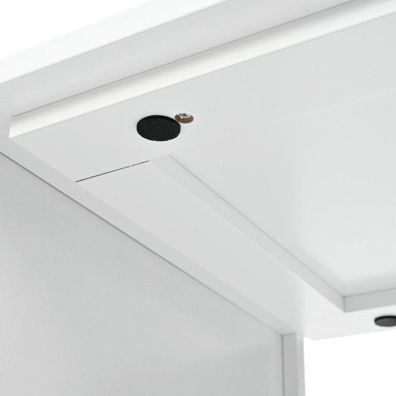 Îlot de cuisine à grande capacité sur roulettes, lumières à DEL, blanc et fiable avec compartiment de rangement, polyvalent et fonctionnel