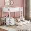 Lit simple superposé simple avec lit gigogne simple, rangement et bureau, blanc