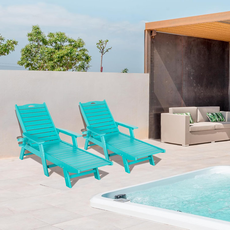 Outdoor Chaise Lounge Hdpe Reclining Chair, Aruba