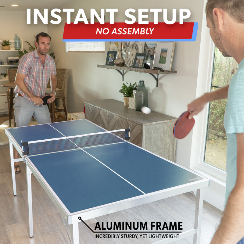 Foldable Indoor/Outdoor Table Tennis Table with Paddles and Balls (64mm Thick), Blue